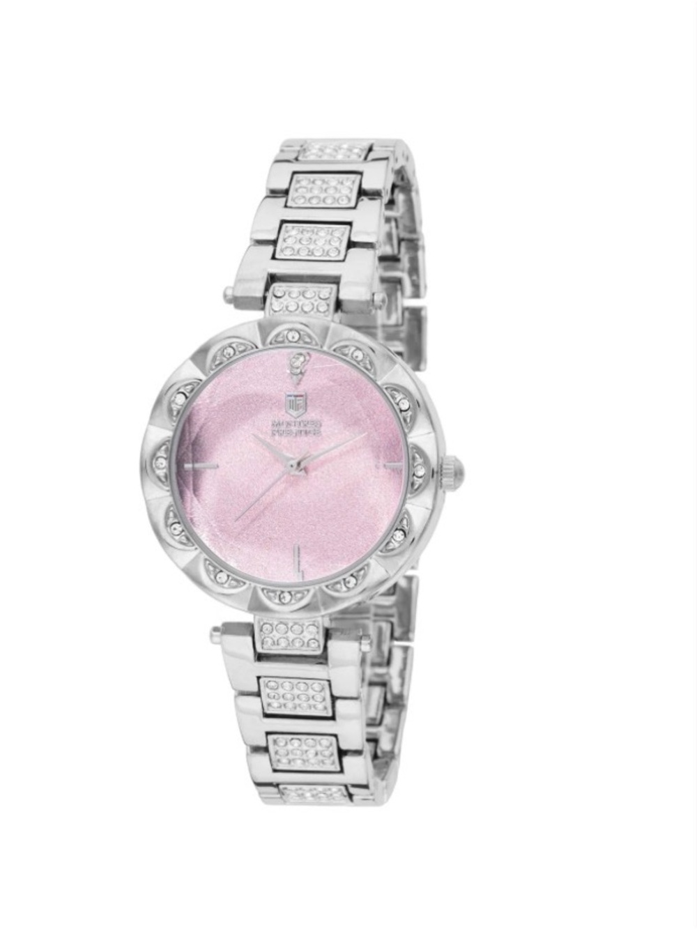 Invicta Silver Bracelet Watch with Pink Dial and Crystal Accents